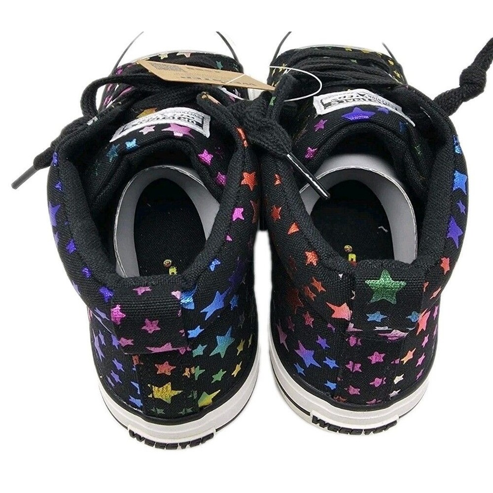 Weestep Kids Metallic Rainbow Star Print High Top Canvas Sneakers Size 1 Black - Picture 5 of 14